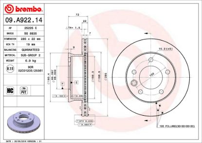 BREMBO DISC BRAKE ROTOR - 09A92214