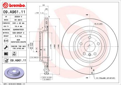 BREMBO DISC BRAKE ROTOR - 09A96111