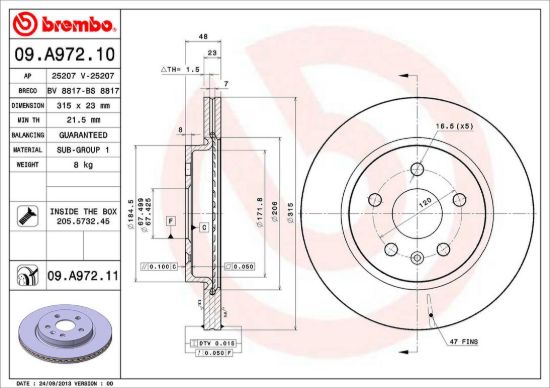 BREMBO DISC BRAKE ROTOR - 09A97211