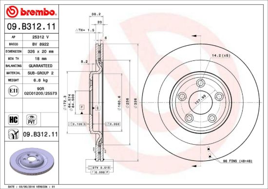 BREMBO DISC BRAKE ROTOR - 09B31211