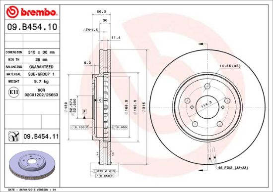 BREMBO DISC BRAKE ROTOR - 09B45411