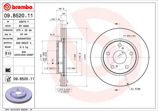 BREMBO DISC BRAKE ROTOR - 09B52011