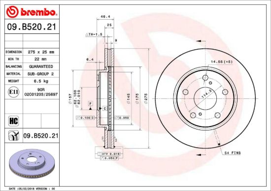 BREMBO DISC BRAKE ROTOR - 09B52021