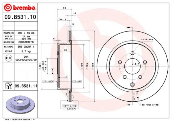 BREMBO DISC BRAKE ROTOR - 09B53111