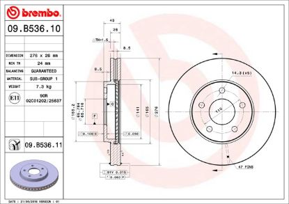 BREMBO DISC BRAKE ROTOR - 09B53611