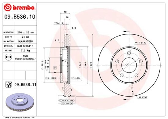 BREMBO DISC BRAKE ROTOR - 09B53611