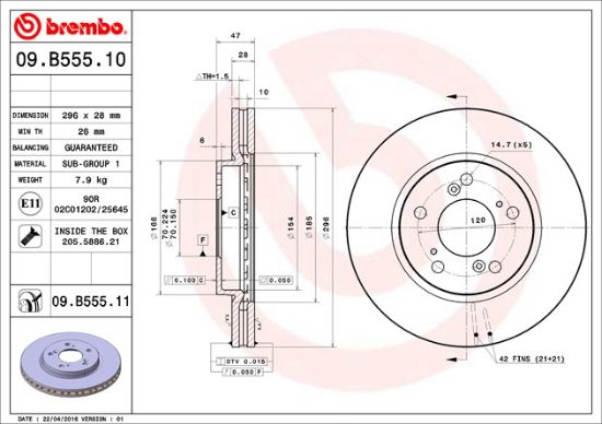 BREMBO DISC BRAKE ROTOR - 09B55511