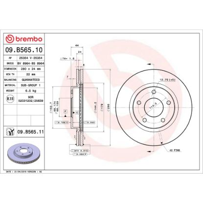 BREMBO DISCBRAKEROTOR VENTEDDISC - 09B56510