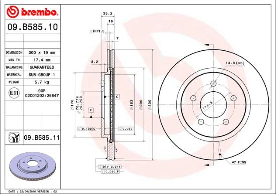 BREMBO DISC BRAKE ROTOR - 09B58511
