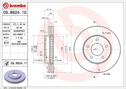 BREMBO DISC BRAKE ROTOR - 09B62411