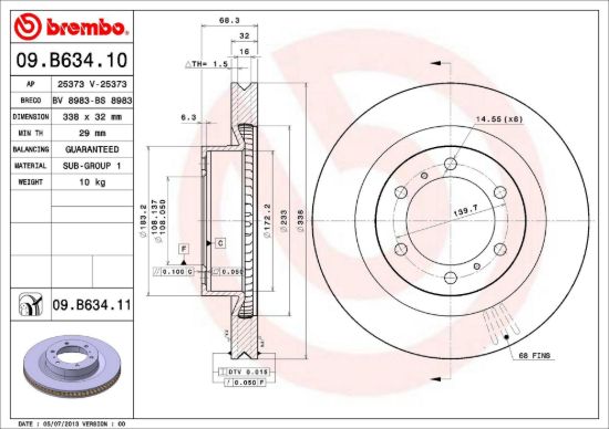 BREMBO DISC BRAKE ROTOR - 09B63411