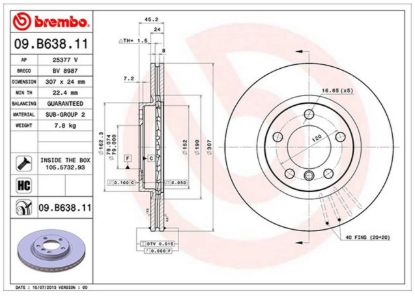 BREMBO DISC BRAKE ROTOR - 09B63811