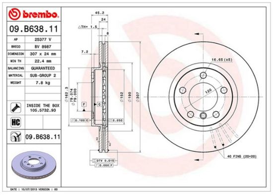 BREMBO DISC BRAKE ROTOR - 09B63811