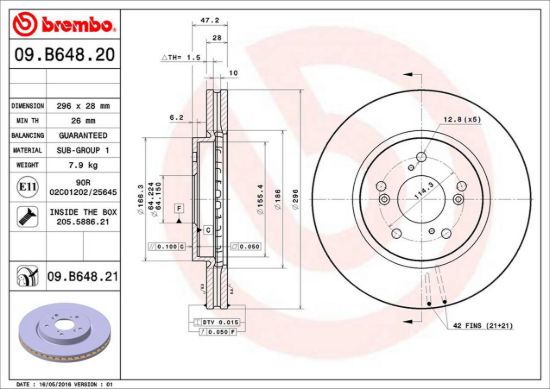 BREMBO DISC BRAKE ROTOR - 09B64821