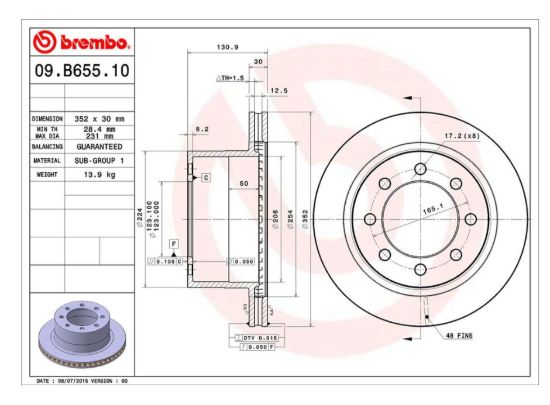 BREMBO DISC BRAKE ROTOR - 09B65510