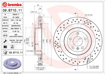 BREMBO DISC BRAKE ROTOR - 09B71011