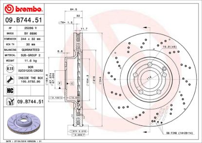 BREMBO DISC BRAKE ROTOR - 09B74451