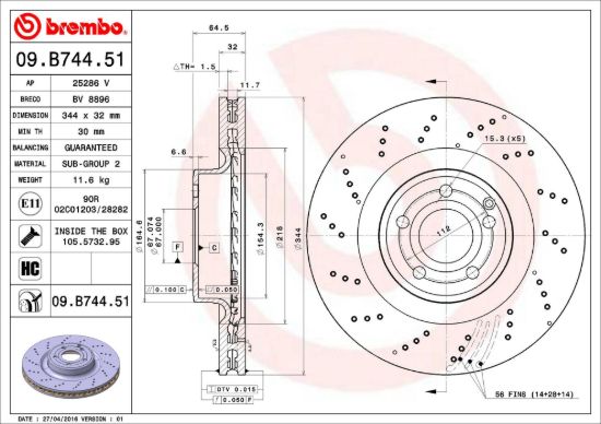 BREMBO DISC BRAKE ROTOR - 09B74451