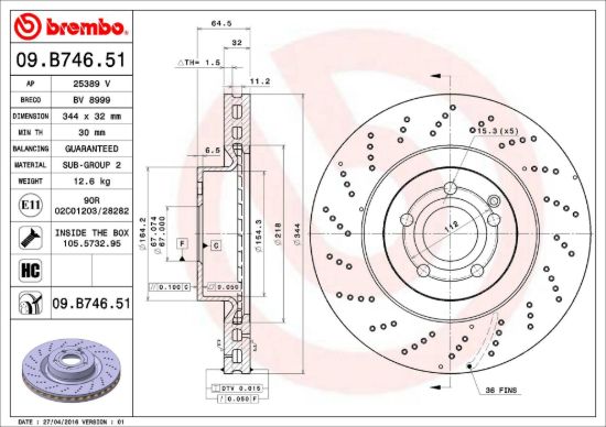 BREMBO DISC BRAKE ROTOR - 09B74651
