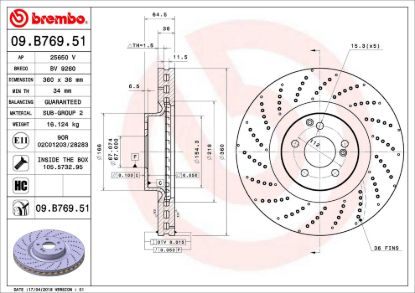 BREMBO DISC BRAKE ROTOR - 09B76951