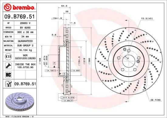BREMBO DISC BRAKE ROTOR - 09B76951