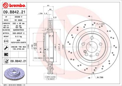 BREMBO DISC BRAKE ROTOR - 09B84221