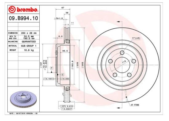 BREMBO DISC BRAKE ROTOR - 09B99410