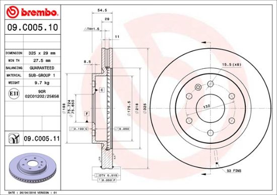 BREMBO DISC BRAKE ROTOR - 09C00511