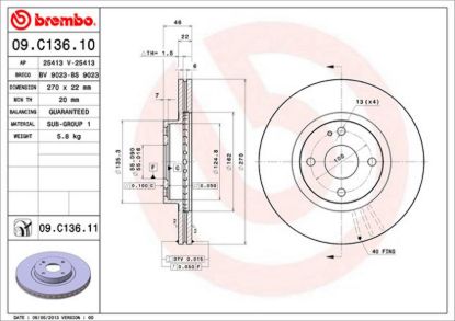 BREMBO DISC BRAKE ROTOR - 09C13611