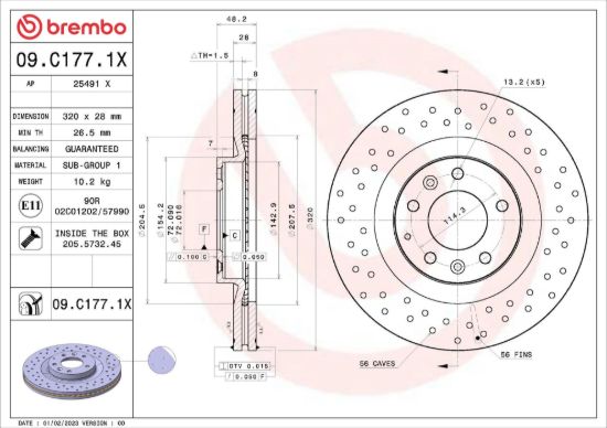 BREMBO BRAKE DISC - 09C1771X