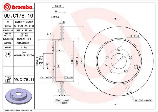 BREMBO DISC BRAKE ROTOR - 09C17811