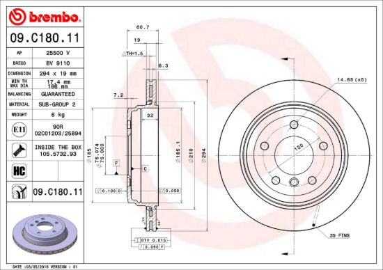 BREMBO DISC BRAKE ROTOR - 09C18011