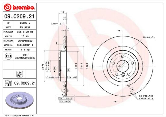 BREMBO DISC BRAKE ROTOR - 09C20921