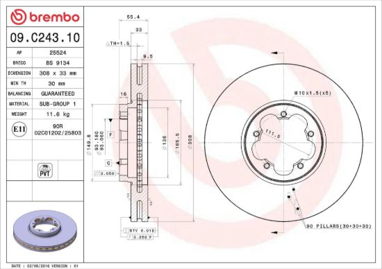 BREMBO BRAKE DISC - 09C24310