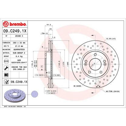 BREMBO DISCBRAKEROTOR VENTEDDISC - 09C2491X