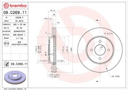 BREMBO BRAKE DISC - 09C26911
