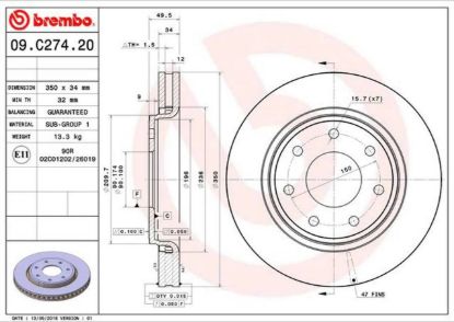 BREMBO DISC BRAKE ROTOR - 09C27421