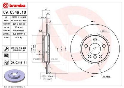 BREMBO DISC BRAKE ROTOR - 09C34911