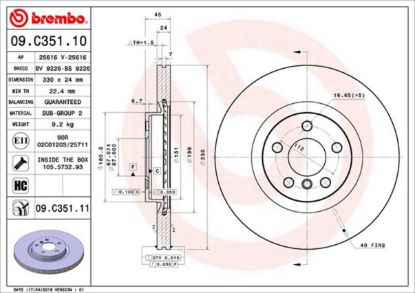 BREMBO DISC BRAKE ROTOR - 09C35111