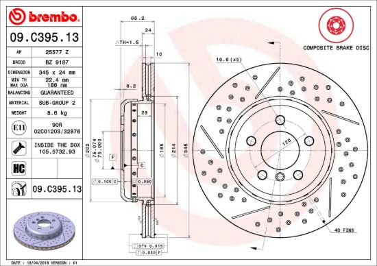 BREMBO DISC BRAKE ROTOR - 09C39513