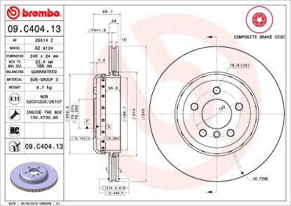 BREMBO DISC BRAKE ROTOR - 09C40413