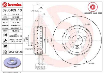BREMBO DISC BRAKE ROTOR - 09C40913