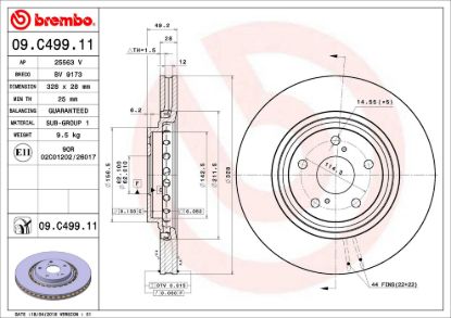 BREMBO DISC BRAKE ROTOR - 09C49911