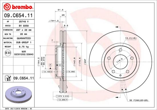 BREMBO DISC BRAKE ROTOR - 09C65411