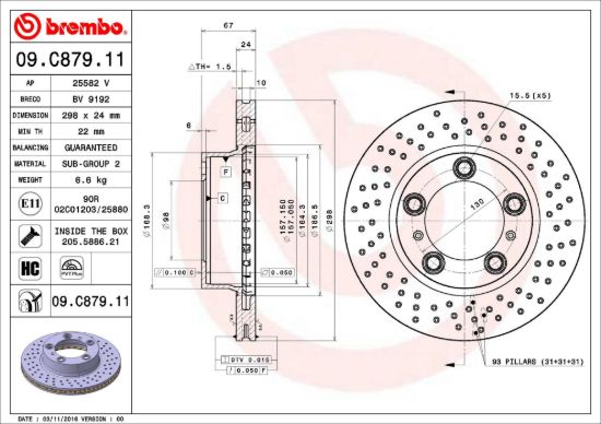 BREMBO DISC BRAKE ROTOR - 09C87911