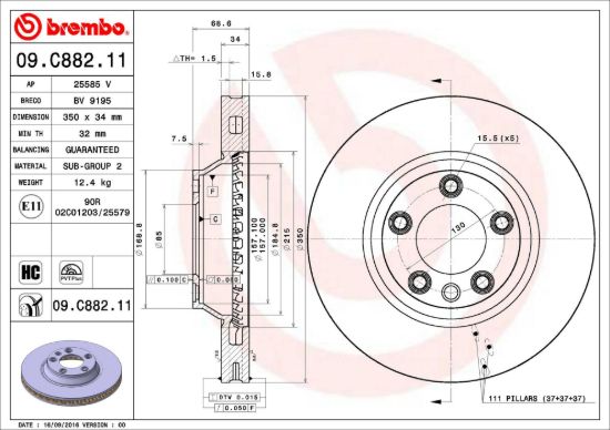 BREMBO DISC BRAKE ROTOR - 09C88211