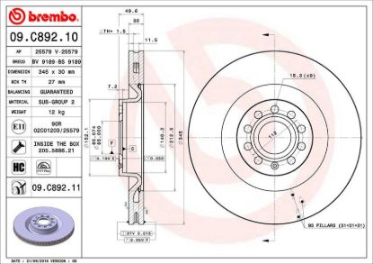 BREMBO DISC BRAKE ROTOR - 09C89211