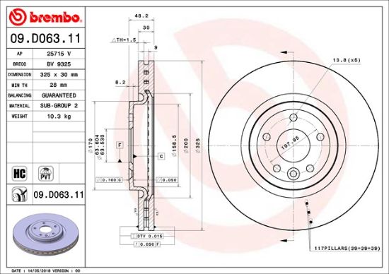 BREMBO DISC BRAKE ROTOR - 09D06311