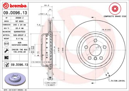 BREMBO DISC BRAKE ROTOR - 09D09613