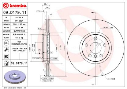 BREMBO DISC BRAKE ROTOR - 09D17911
